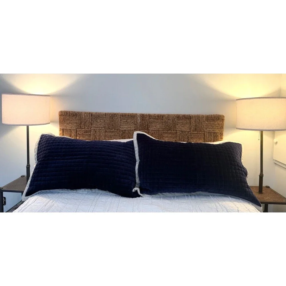 NEW Belk Biltmore Quilted Velvet KING Pillow Shams 20 x 36 Navy Blue Set Of 2